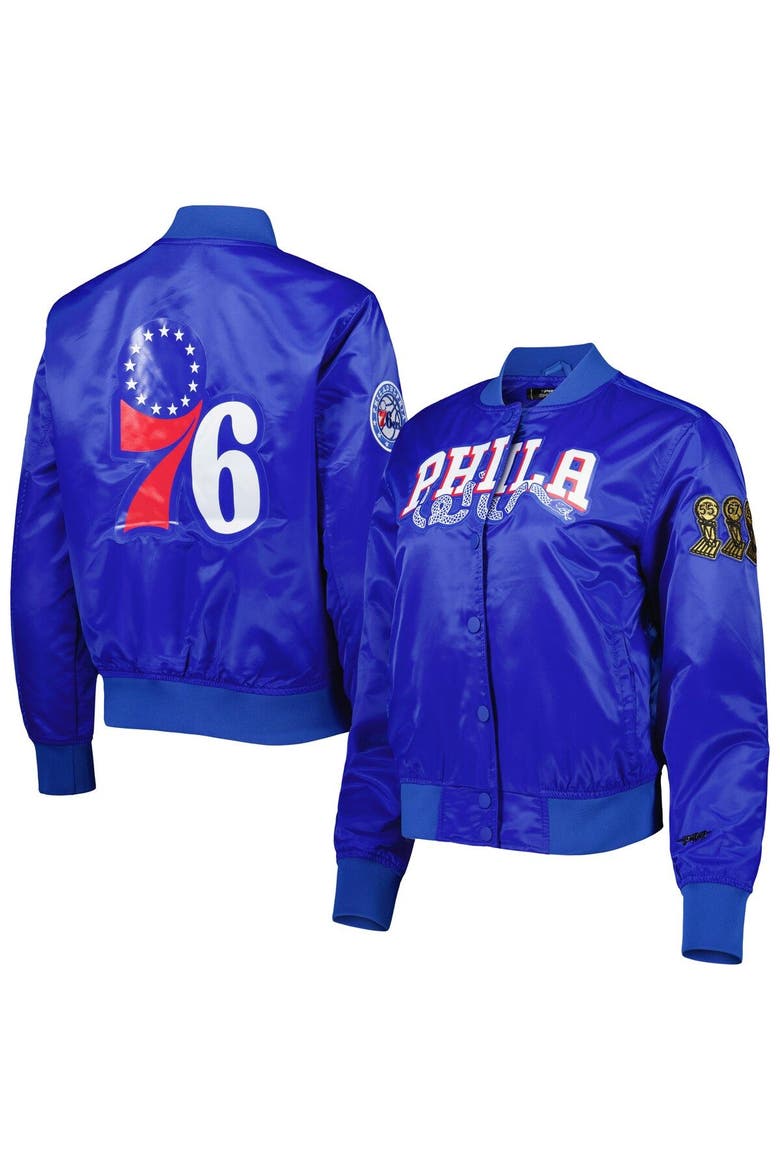Women's Pro Standard Royal Philadelphia 76ers Classics Satin Full-Snap Jacket, Main, color, Royal