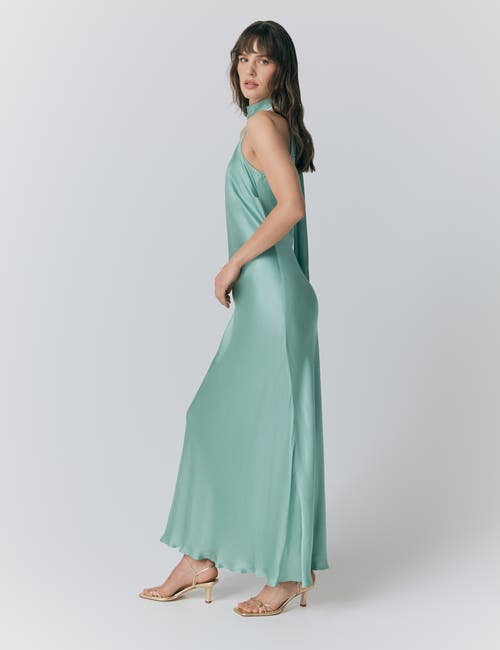 Ghost London Amaia Halter Neck Satin Maxi Dress In Blue