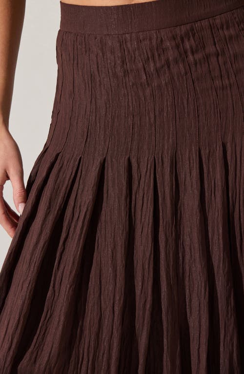 Astr The Label Daivini Metallic Pleated Skirt In Brown