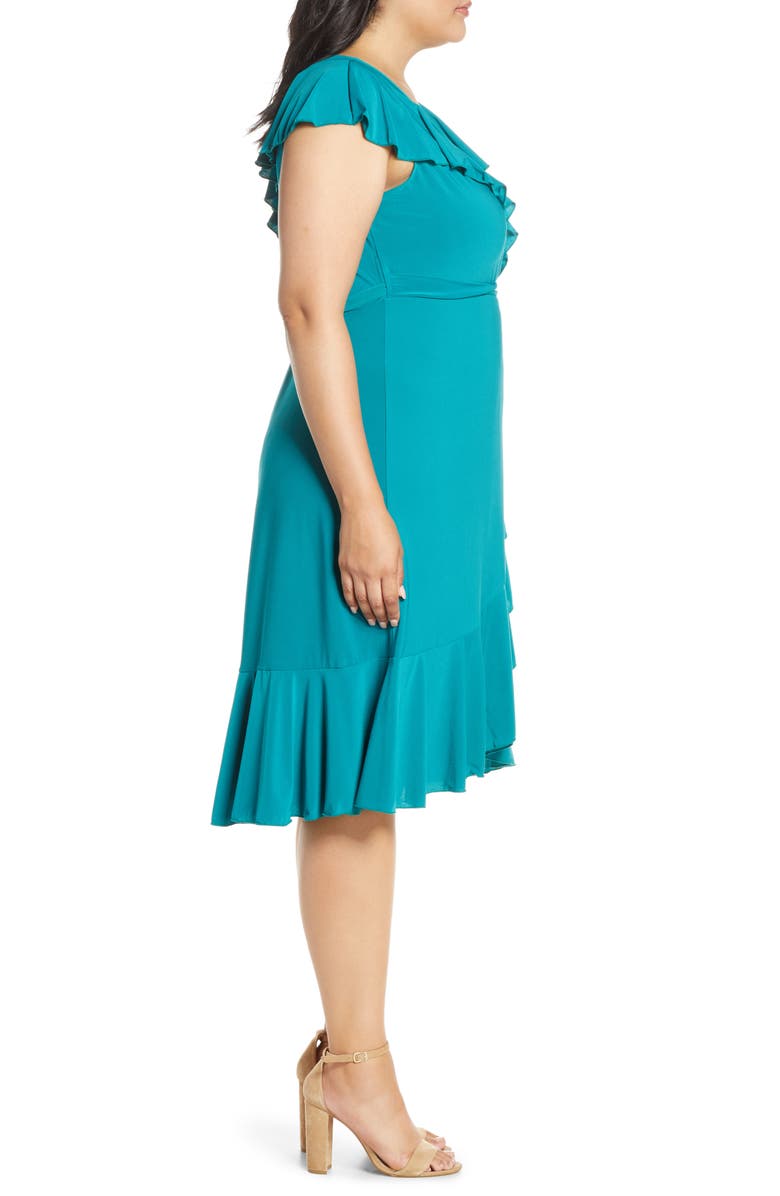 Kiyonna Phoebe Flounce Wrap Dress, Alternate, color,