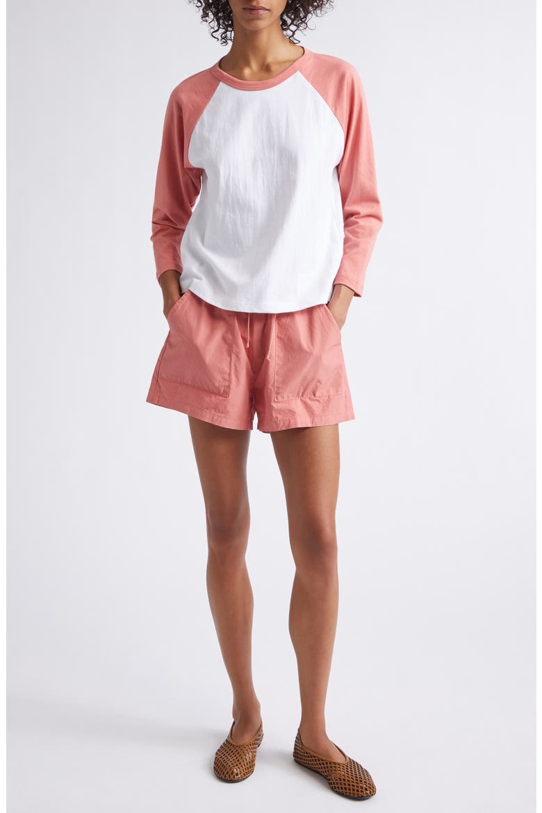 Kyoto Patch Pocket Cotton Drawstring Shorts, Alternate, color, CARNATION