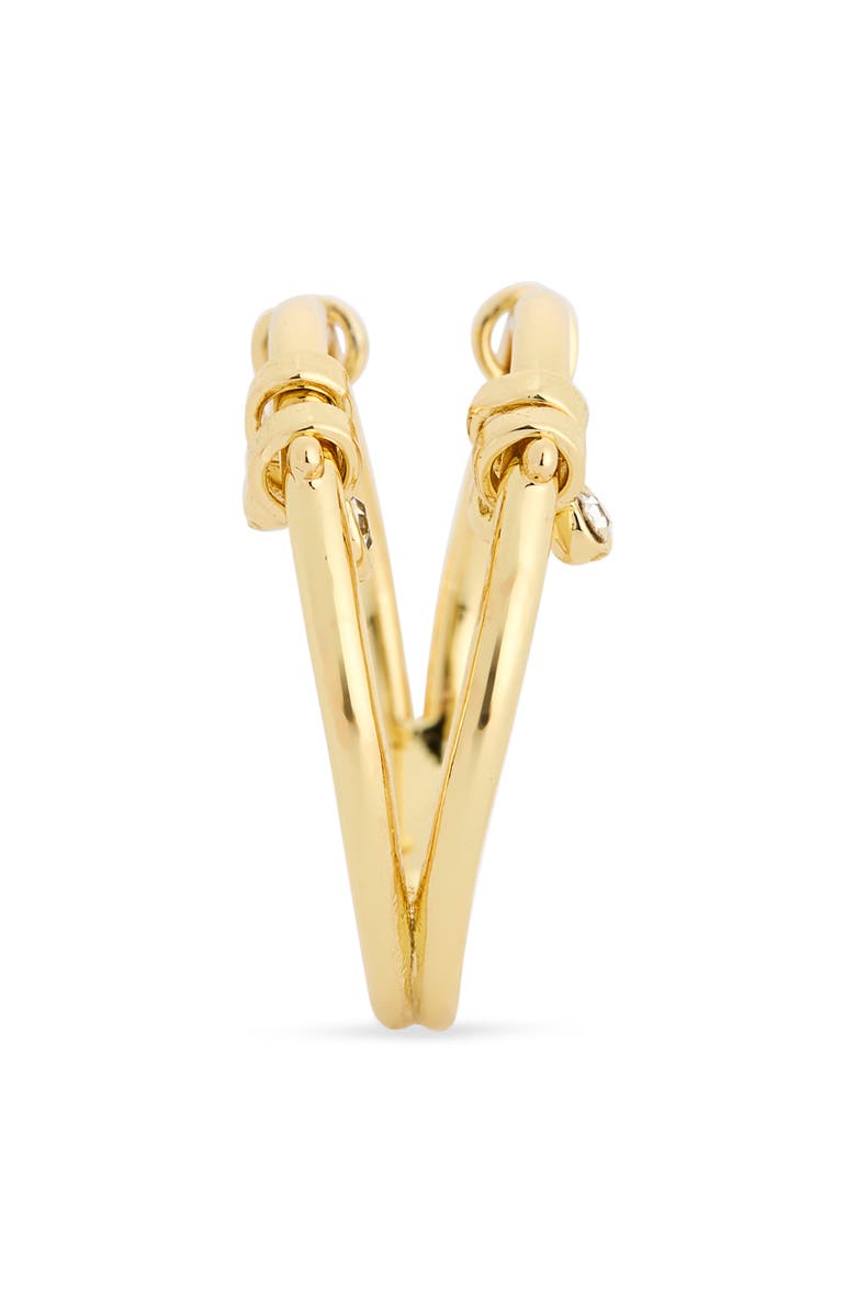 Covet Crystal Charm Double Band Ring, Alternate, color, Clear/ Gold