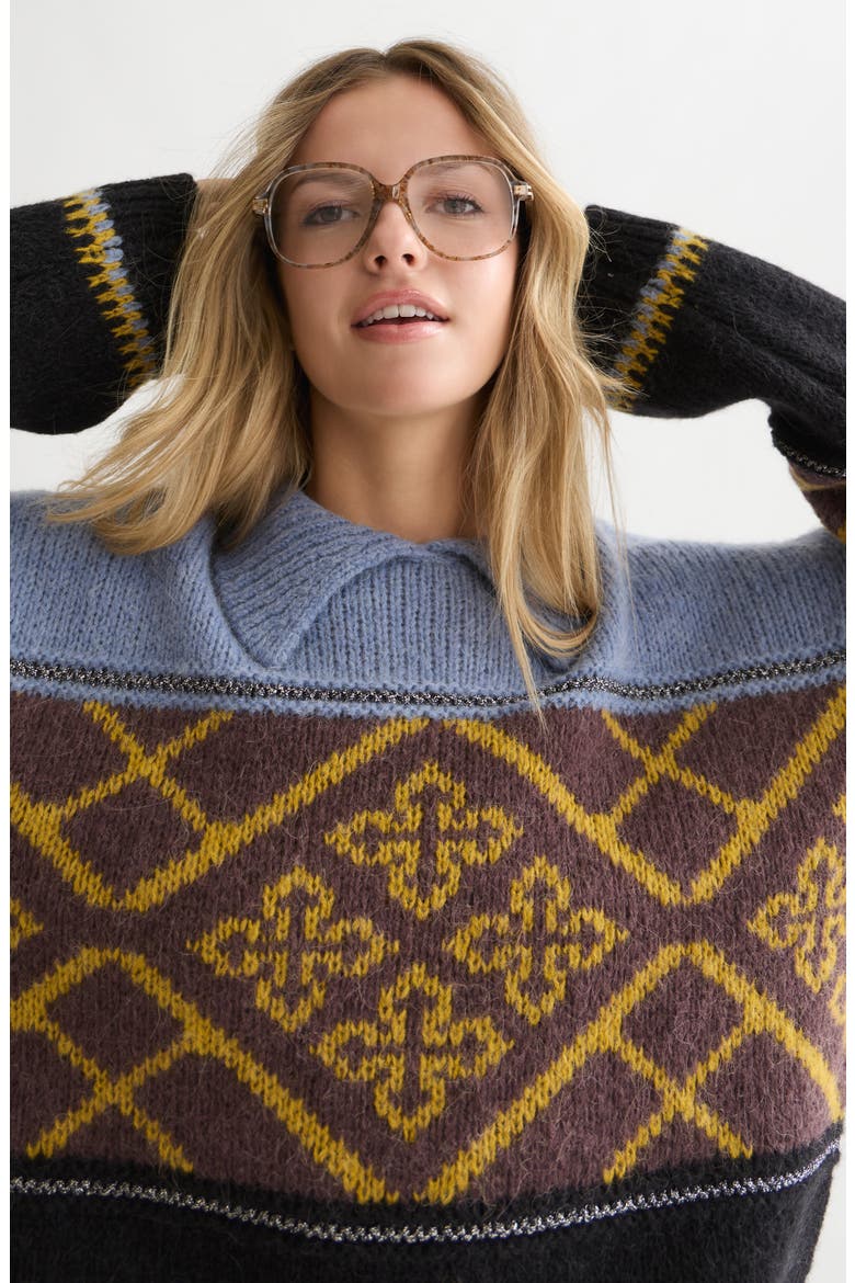 Fair Isle Boxy Fit Sweater, Alternate, color, SHALE
