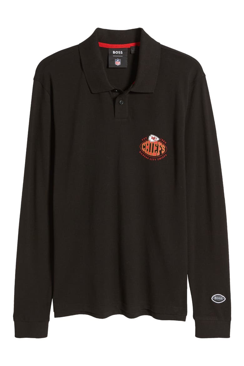 x NFL Patlong Long Sleeve Piqué Polo, Alternate, color, KANSAS CITY CHIEFS BLACK