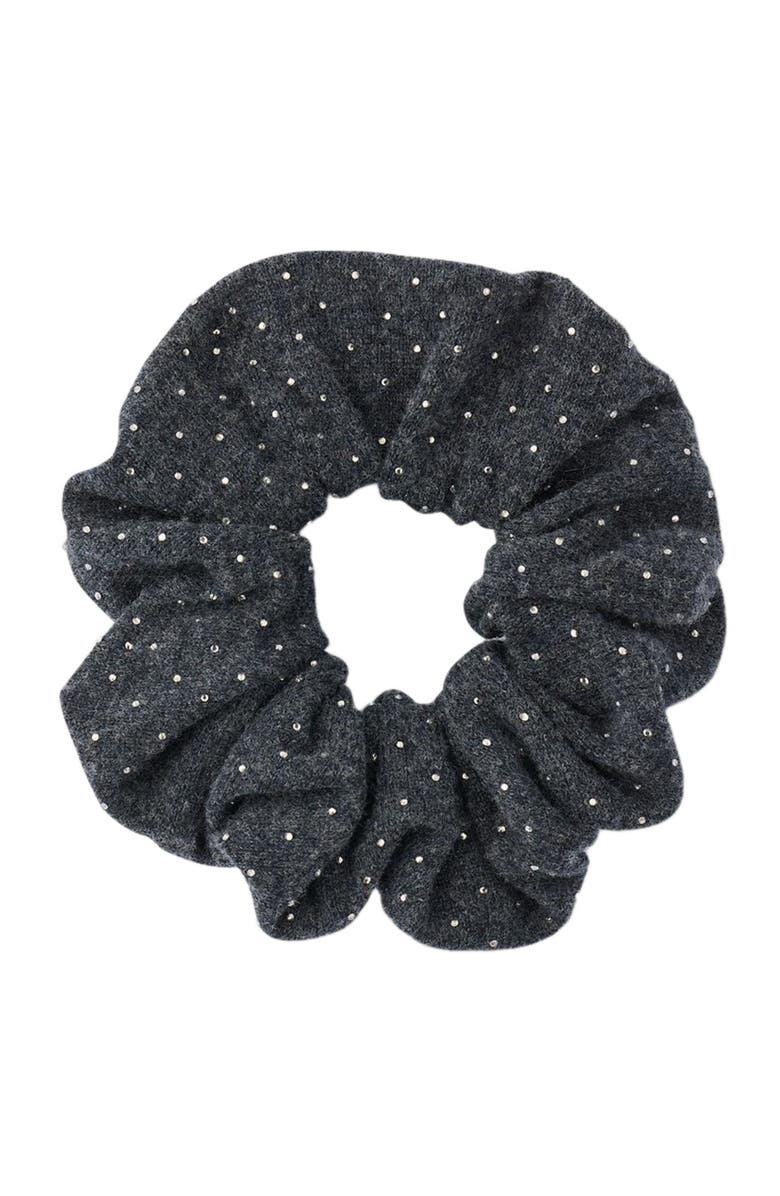 SANDRO Rhinestone knit scrunchie, Main, color, Charcoal Grey
