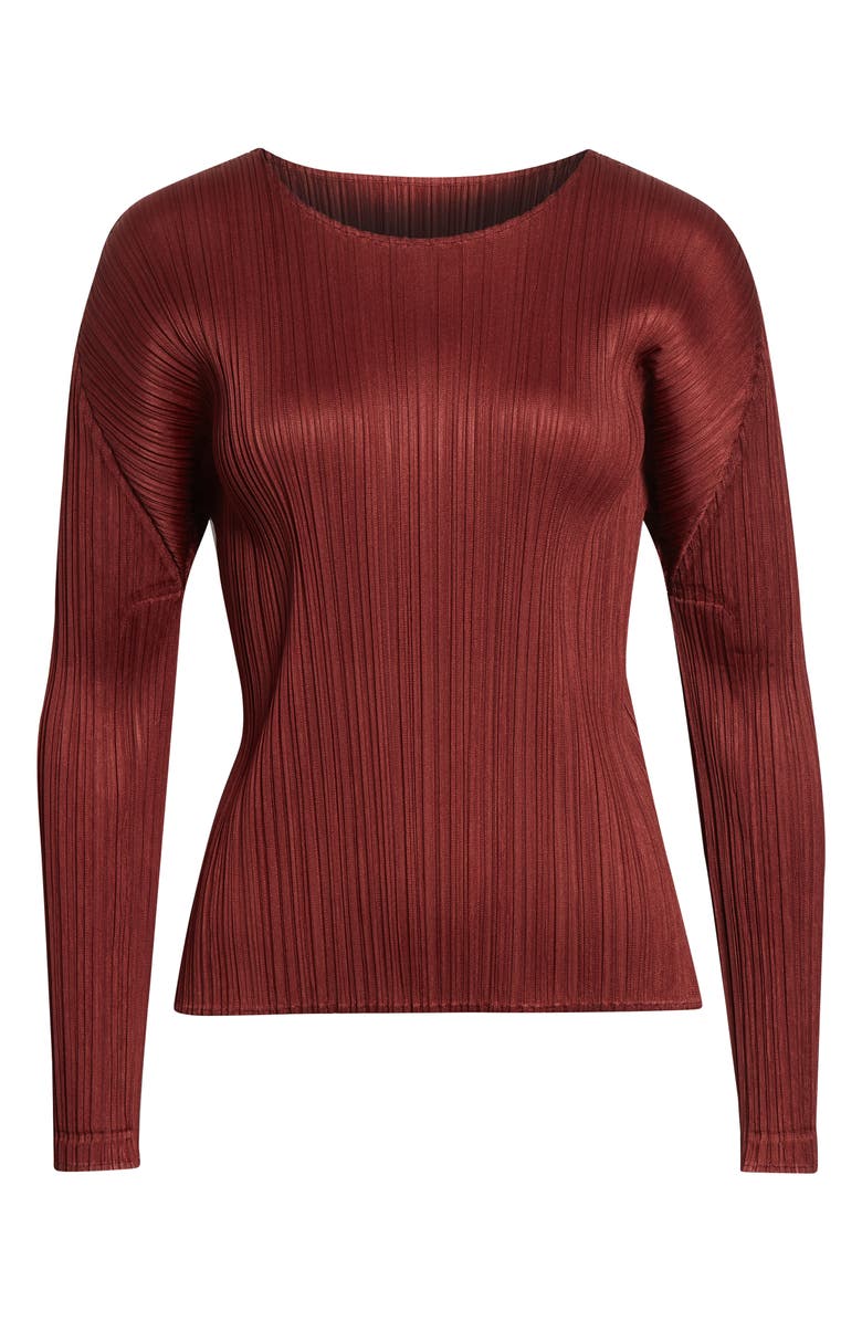 Pleats Please Issey Miyake Monthly Colors December Pleated Top, Alternate, color, Brown Red