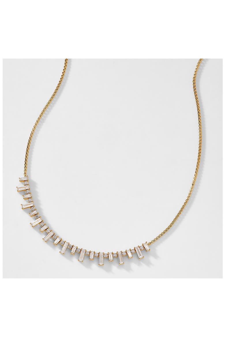 Mixed Baguette Chain Necklace, Alternate, color, GOLD