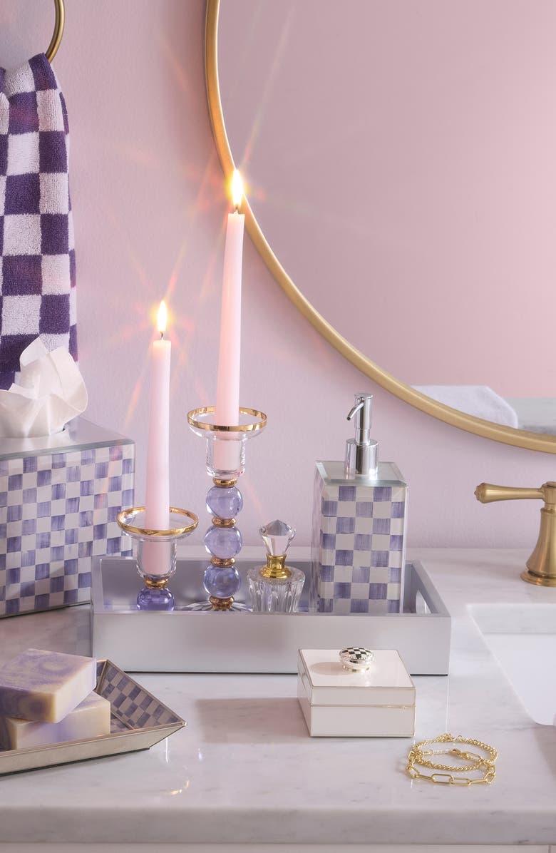 MACKENZIE CHILDS Violet Check Glass Vanity Tray, Alternate, color, Violet