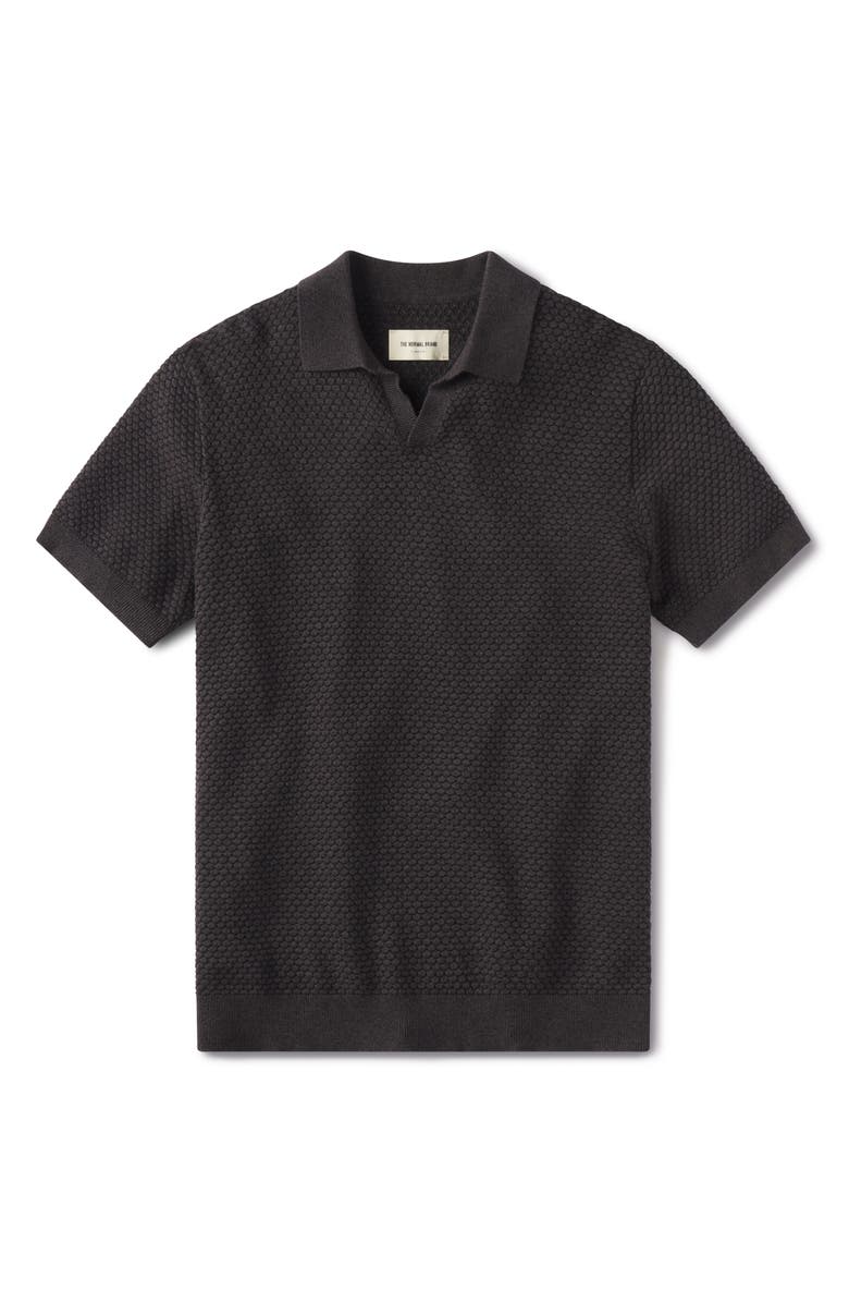 The Normal Brand Robles Johnny Collar Textured Cotton Jacquard Polo Sweater, Alternate, color,