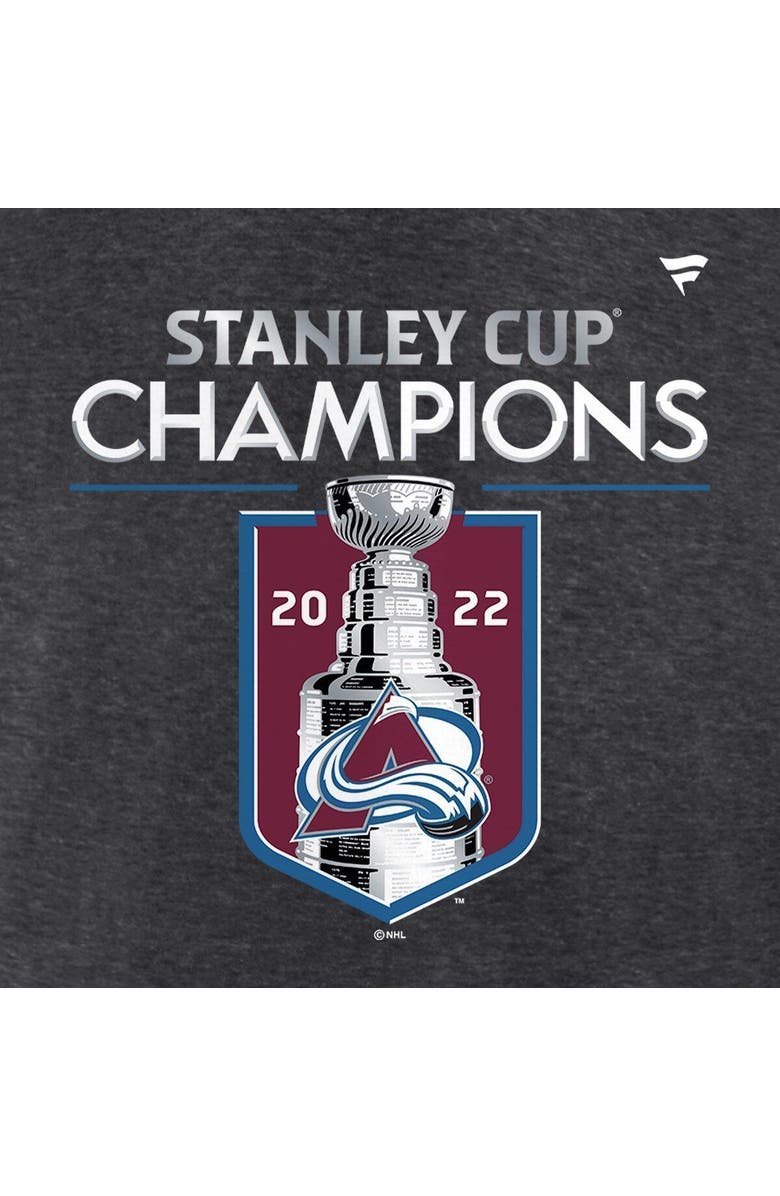 FANATICS Men's Fanatics Branded Heathered Charcoal Colorado Avalanche 2022 Stanley Cup Champions Locker Room T-Shirt, Alternate, color,