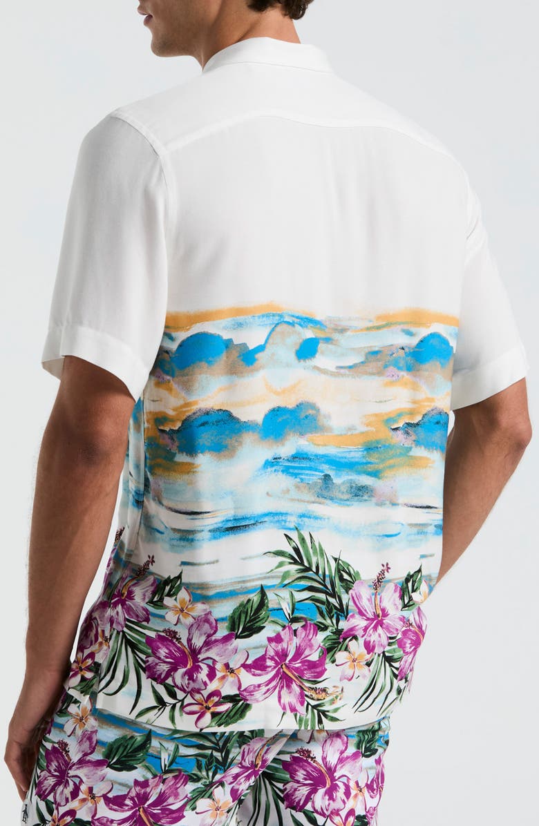 Original Penguin Hibiscus Flora Camp Shirt, Alternate, color, Bright White