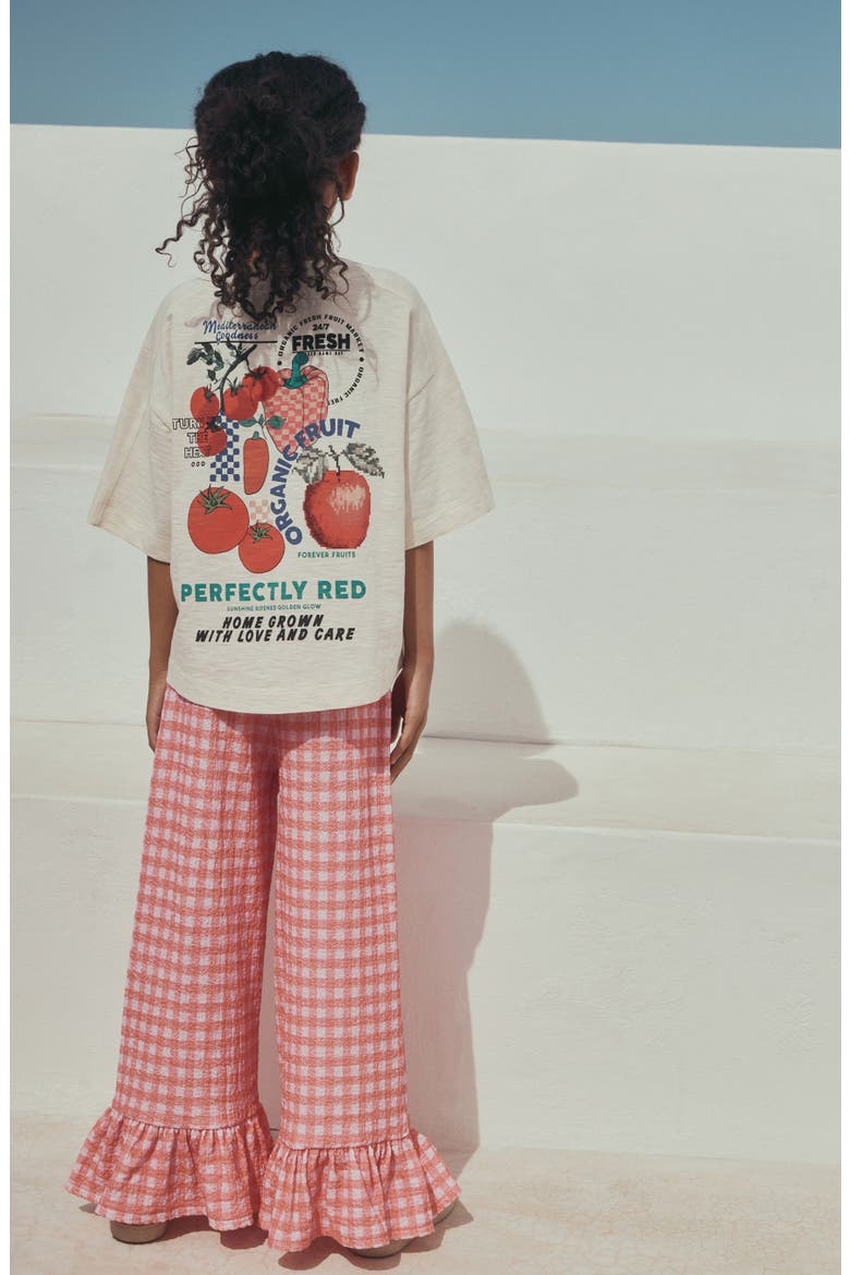 Kids' Graphic T-Shirt & Frill Check Pants, Alternate, color, PINK