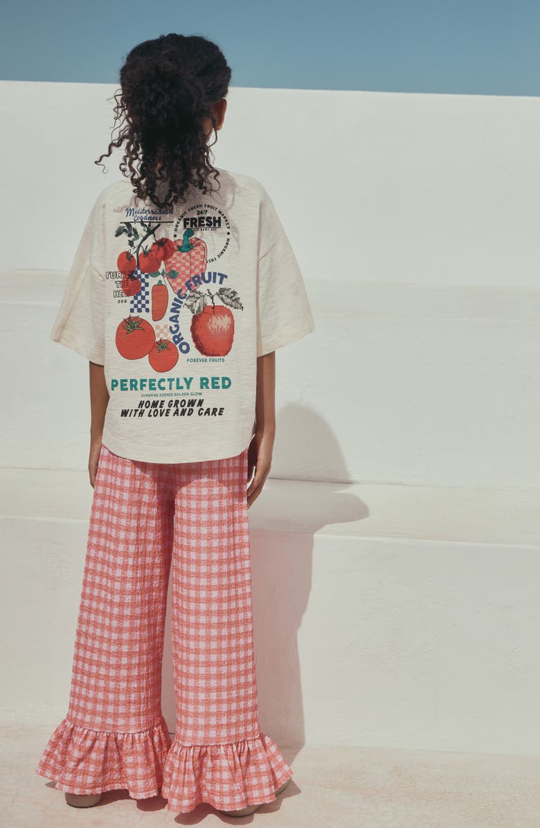 NEXT Kids' Graphic T-Shirt & Frill Check Pants, Alternate, color, Pink