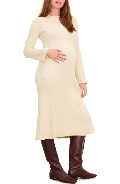 Hatch The Odette Ribbed Midi Dress In Neutral