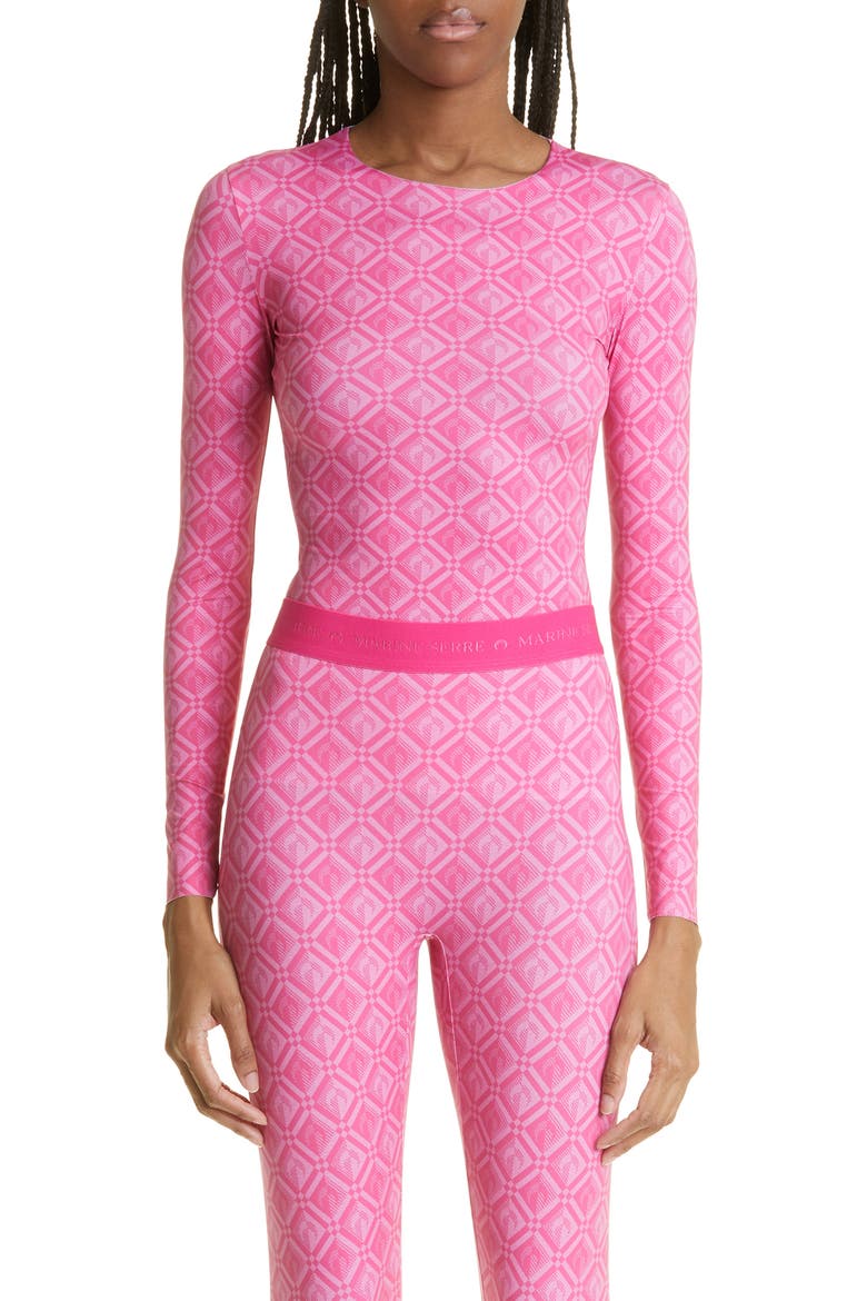 Fitted Moon Print Top, Main, color, MOON DIAMANT FUSCHIA PRINT