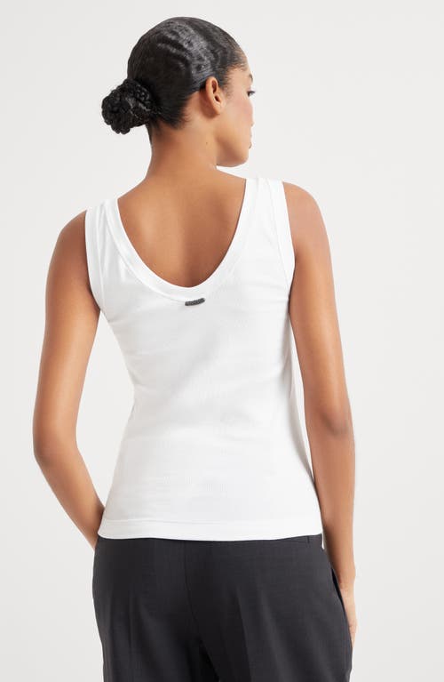 Brunello Cucinelli Ribbed Jersey Top In White