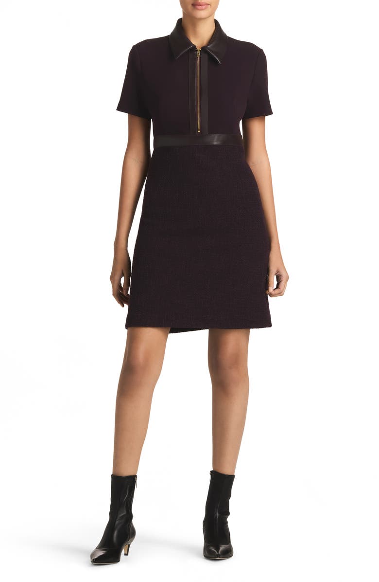 St. John Collection Mixed Media Shirtdress, Main, color, 