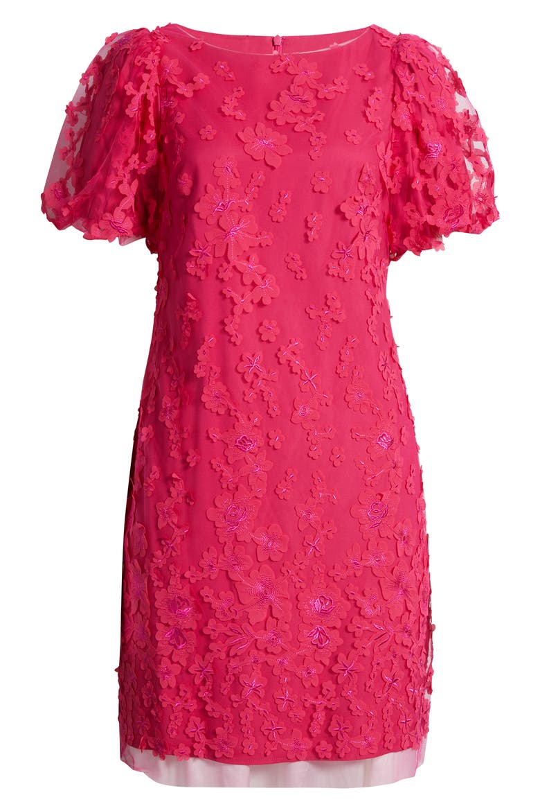 Puff Sleeve Shift Dress, Alternate, color, HOT PINK