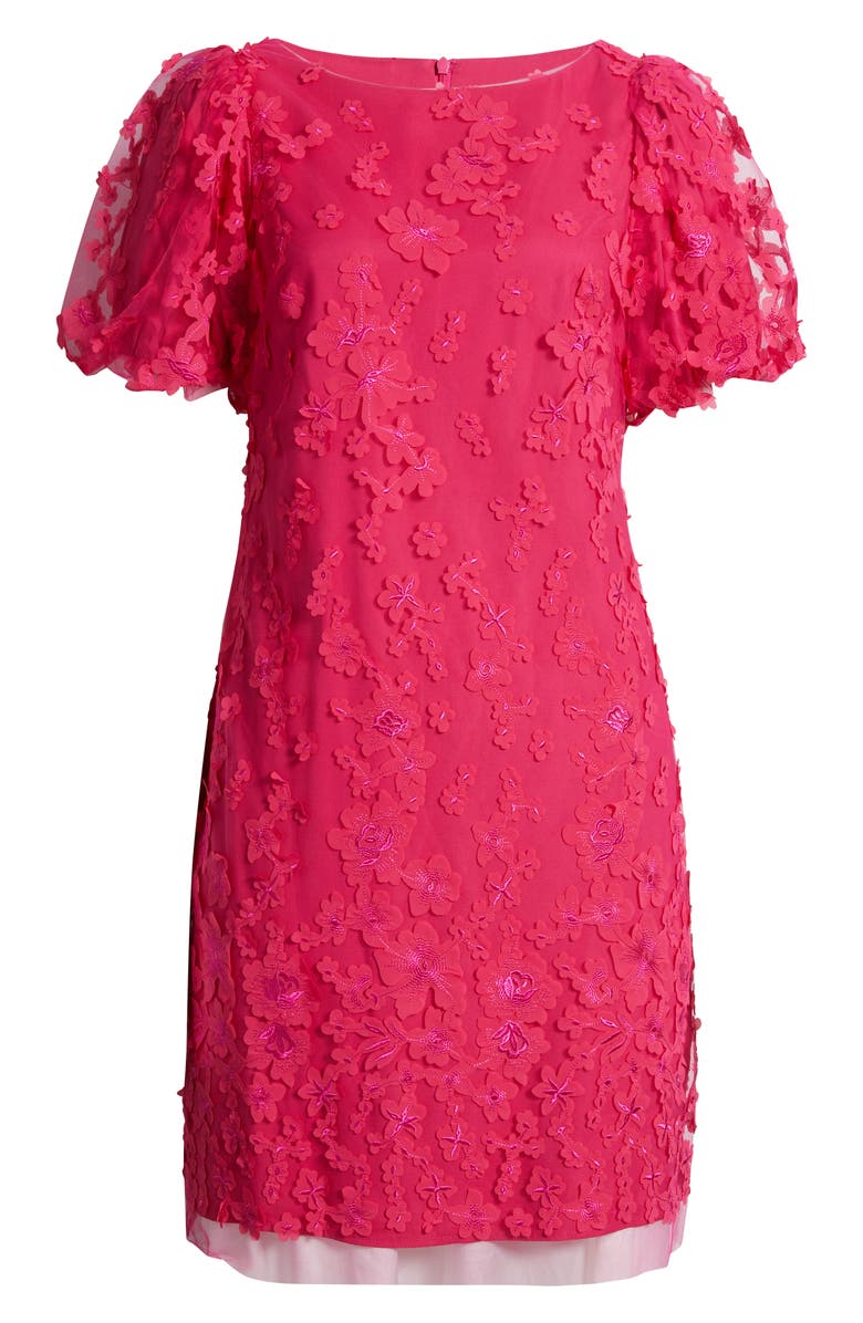Eliza J Puff Sleeve Shift Dress, Main, color, Hot Pink