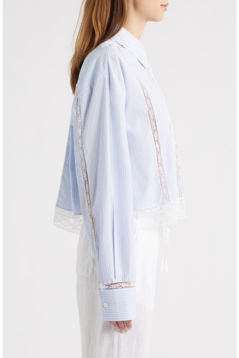 Delano Lace Panel Woven Shirt, Alternate, color, SKY LAGOON