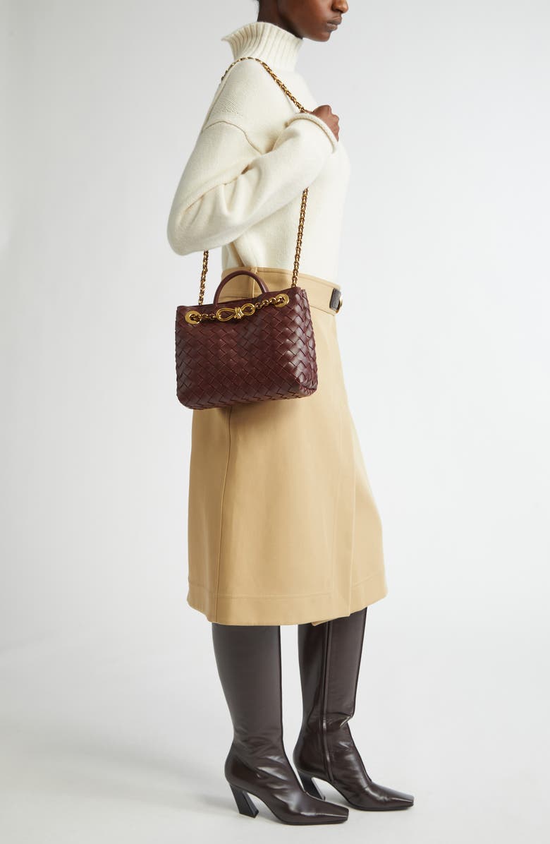 Bottega Veneta Small Andiamo Chain Leather Shoulder Bag, Alternate, color, 2129 Madder Brown-M B