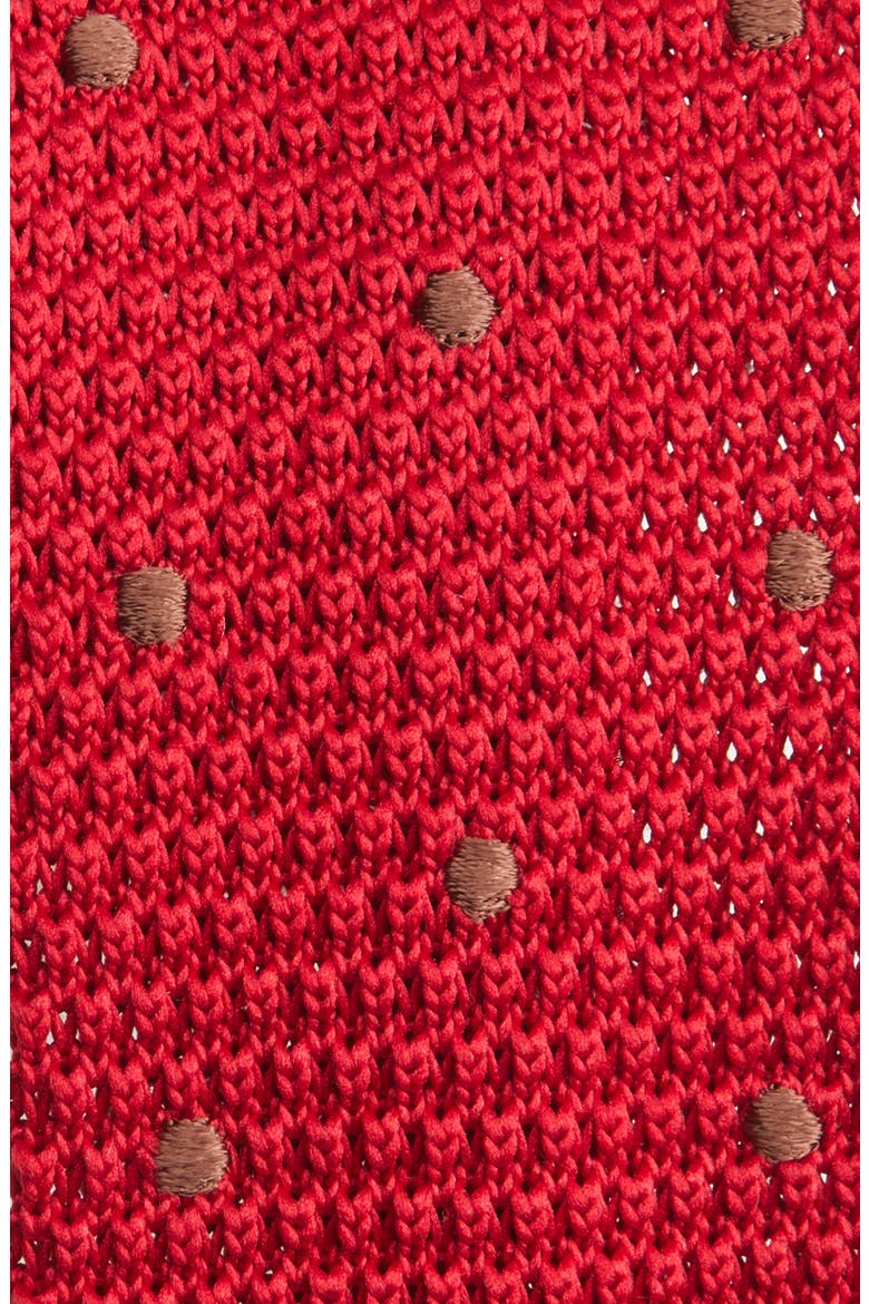 Red & Grey Polka Dot Knit Silk Tie, Alternate, color, RED