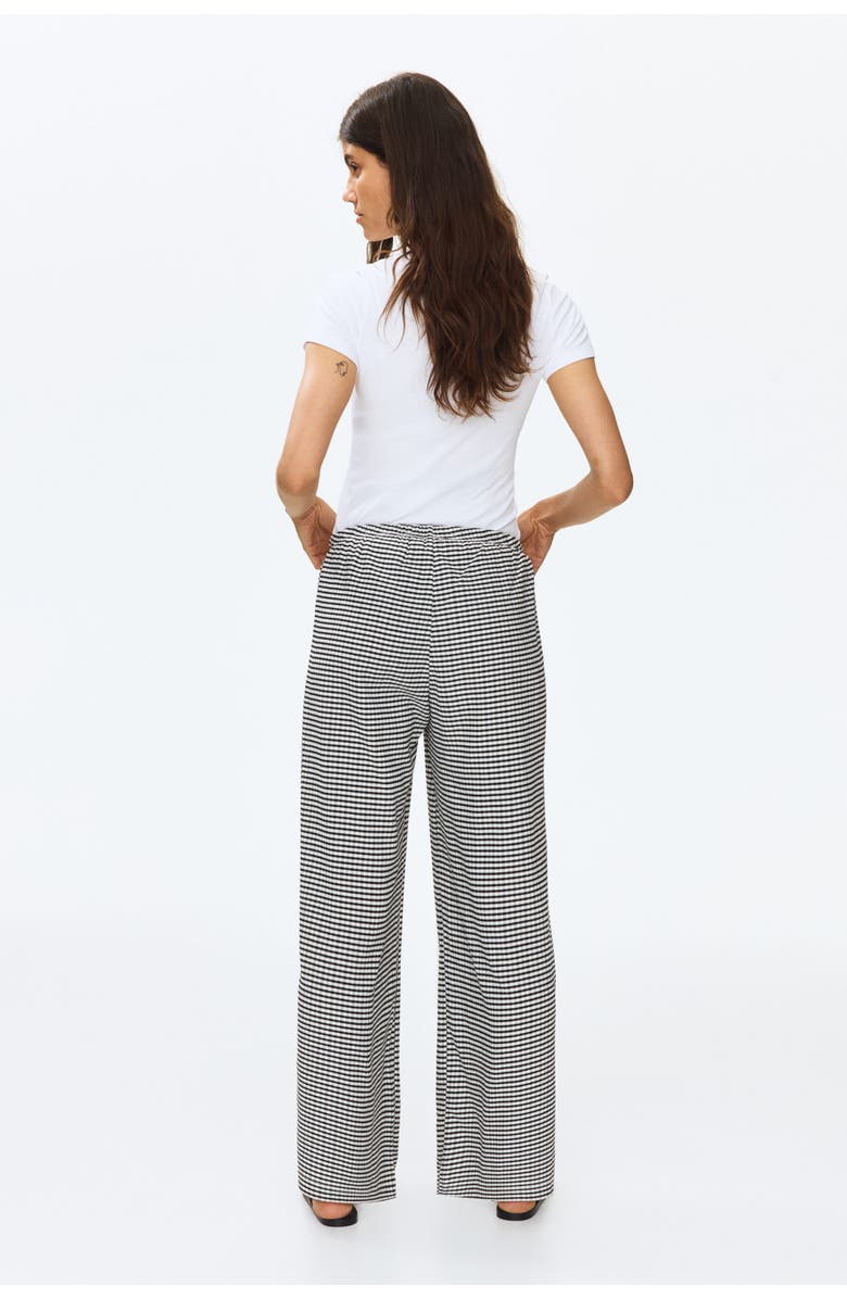 H&M Mama Textured Drawstring Trousers, Alternate, color, Black/Checked