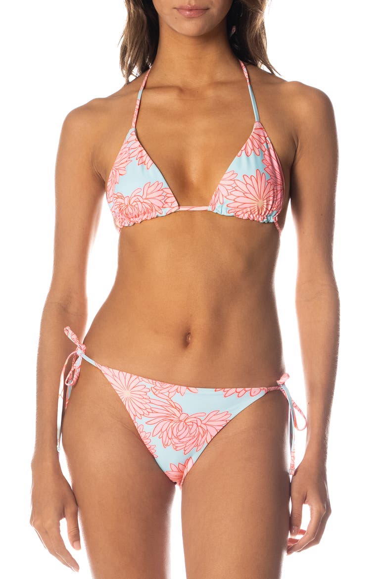 Tropical Bloom Balmy Reversible Bikini Top, Alternate, color, BLUE