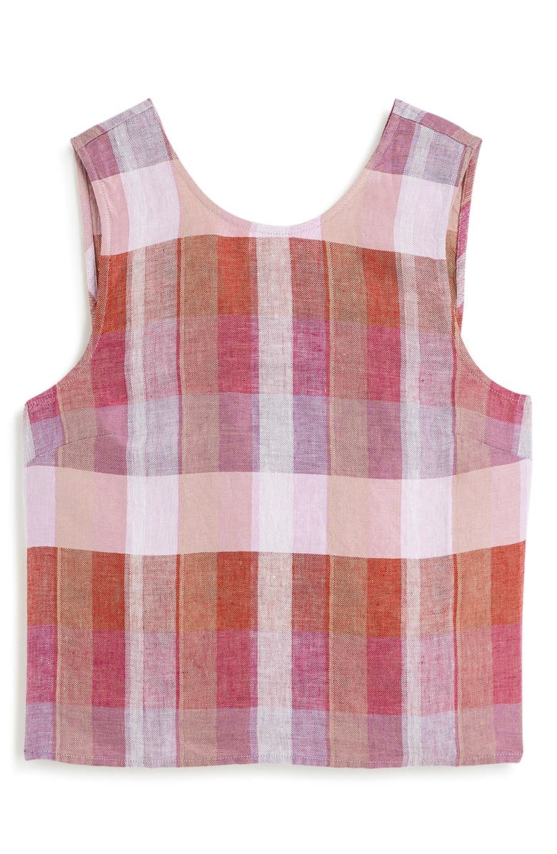 Madewell Plaid Tie Back Linen Tank Top, Alternate, color, 