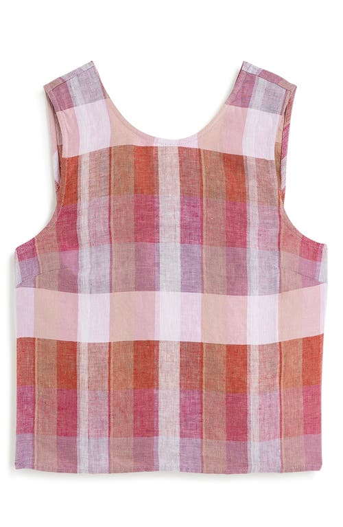 Madewell Plaid Tie Back Linen Tank Top