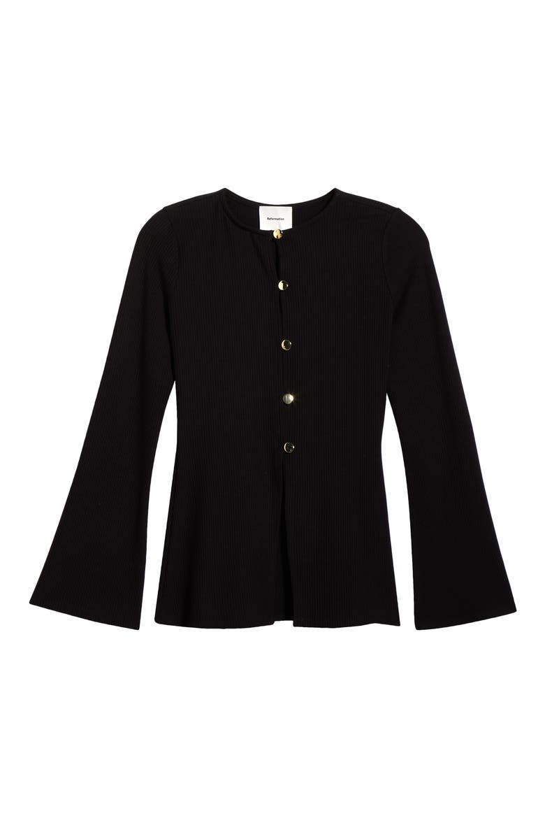 Verne Button Front Knit Top, Alternate, color, BLACK