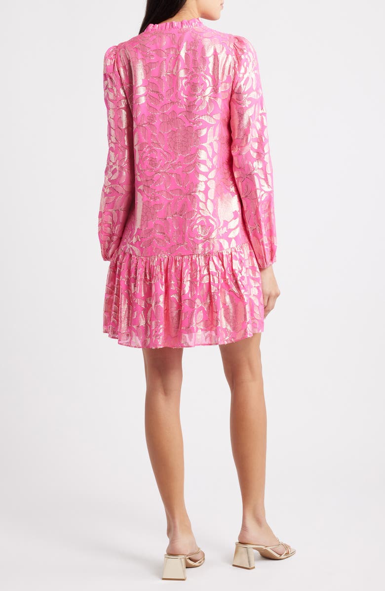 Lilly Pulitzer<sup>®</sup> Evaline Long Sleeve Silk Blend Drop Waist Dress, Alternate, color, Sun Shell Pink Floral