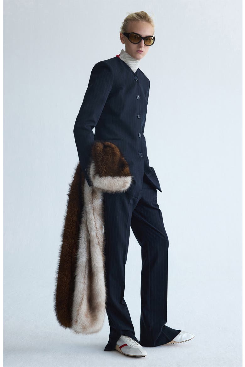 Pinstripe Suit Trousers, Alternate, color, NAVY