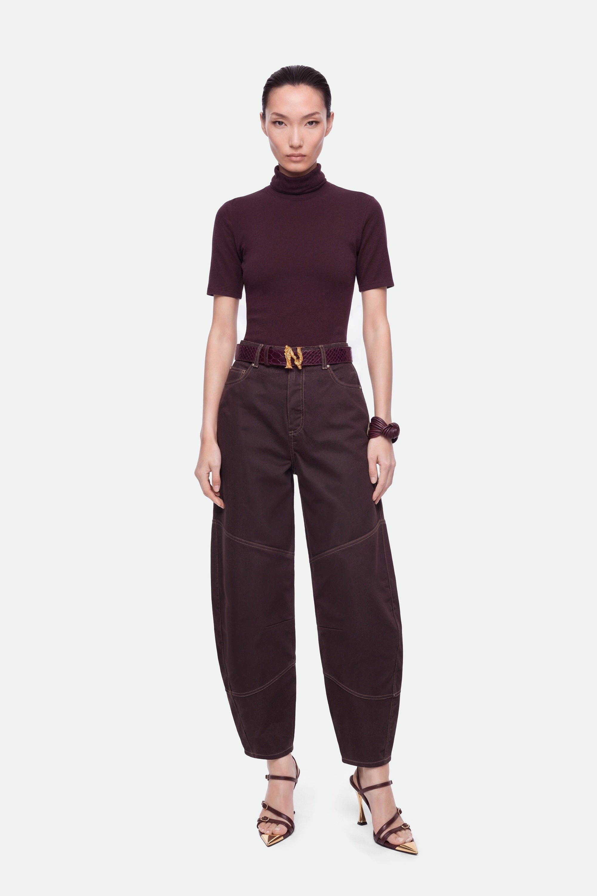 Nocturne Barrel Leg Panelled Jeans (Women) | Nordstrom