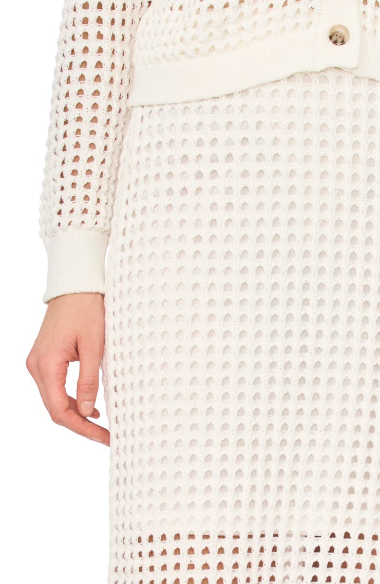 CeCe Open Stitch Midi Skirt, Alternate, color, Antique White