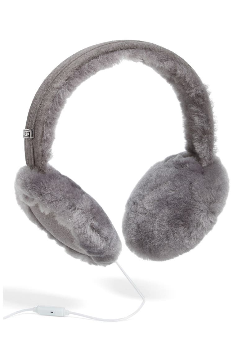 Australia 'Classic' Genuine Shearling Headphone Earmuffs, Main, color, GREY