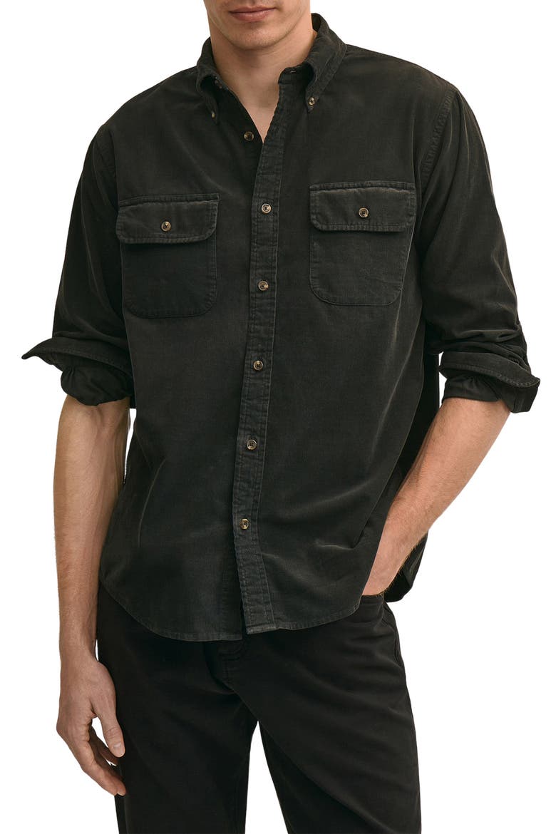 Friday Cotton Corduroy Button-Down Work Shirt, Main, color, PIRATE BLACK