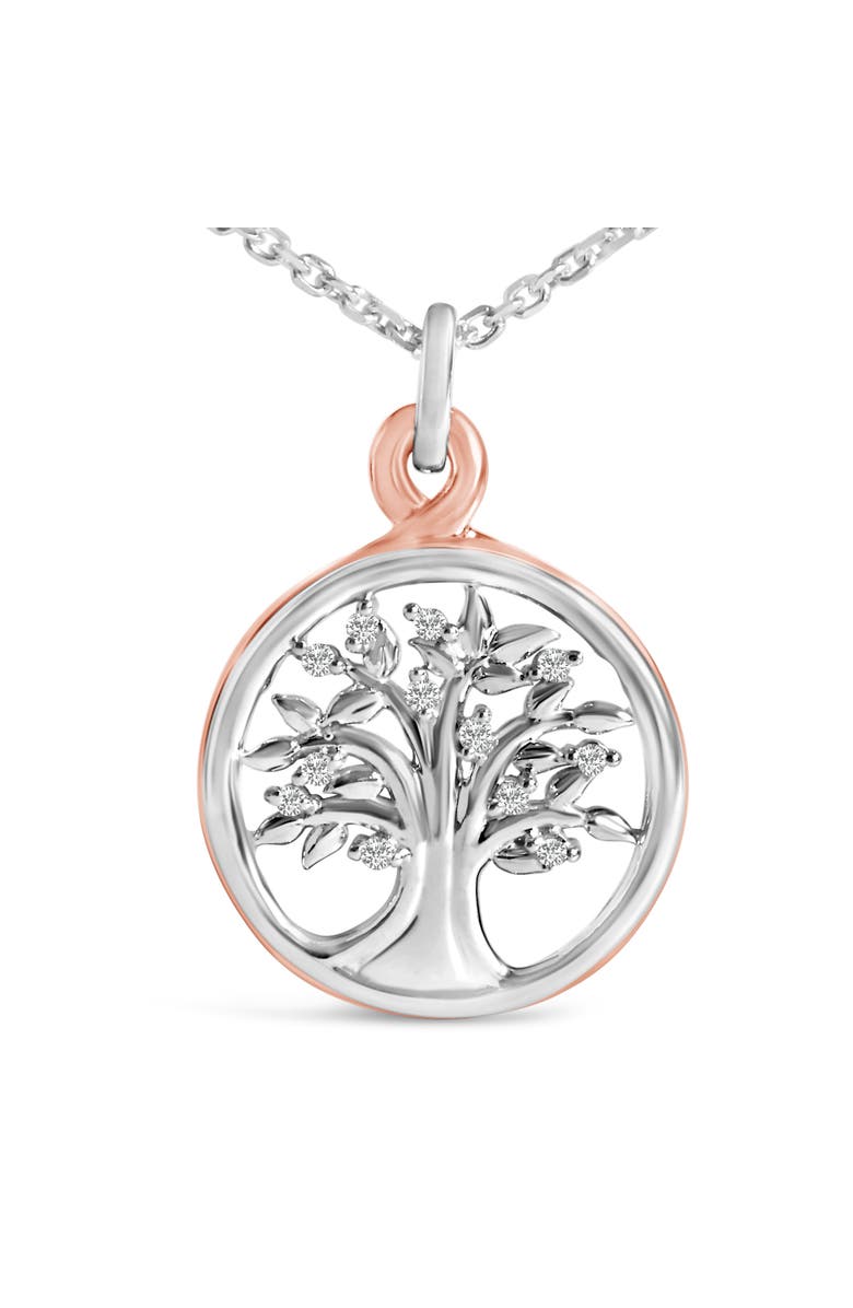 Haus of Brilliance 14K Rose Gold Plated Sterling Silver Diamond Accent Tree of Life Pendant Necklace, Alternate, color, White Gold Over Silver