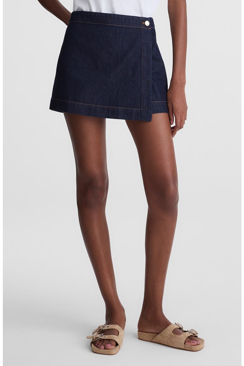 Denim Wrap Mini Skort, Main, color, RINSE WASH