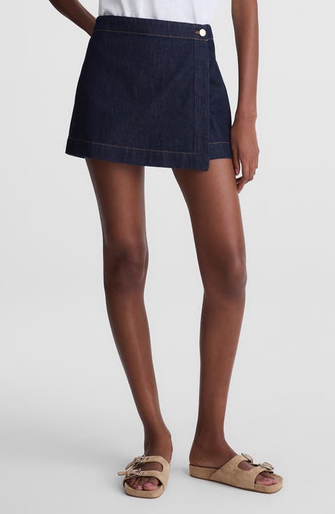 Denim Wrap Mini Skort