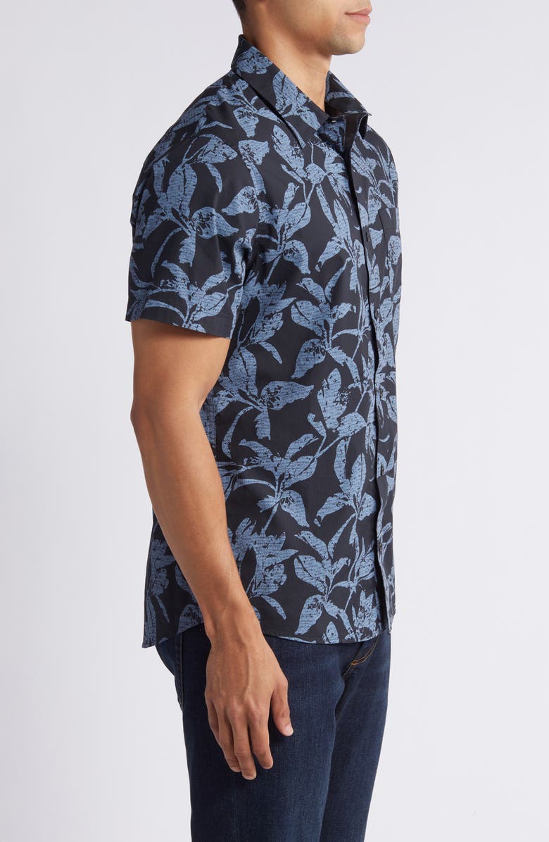 TravisMathew Photo Finish Short Sleeve Button-Up Shirt, Alternate, color, Black