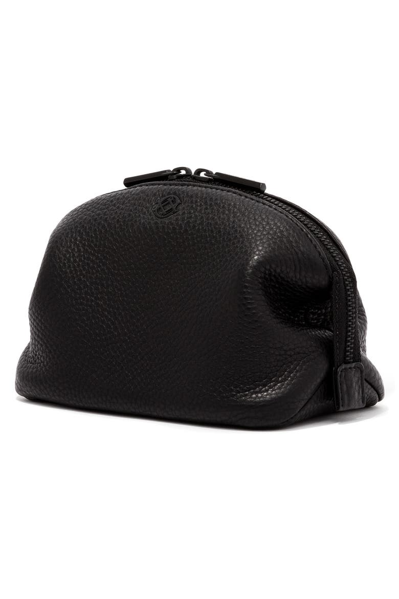 Small Lola Leather Cosmetics Pouch, Alternate, color, ONYX