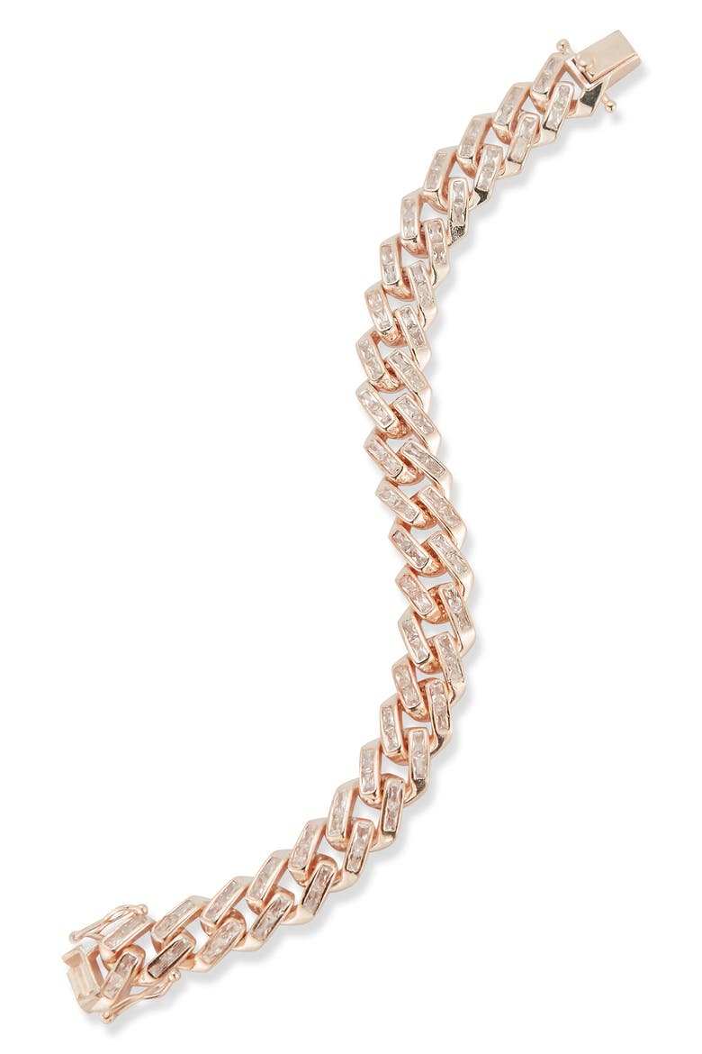 Cubic Zirconia Curb Chain Bracelet, Main, color, ROSE GOLD