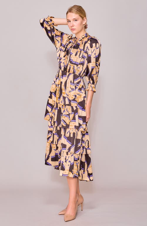 Melloday Three-quarter Sleeve Satin Midi Dress