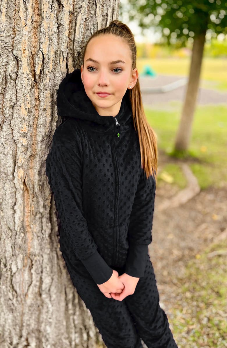 Limeapple Minky Bubble Zip Fleece Romper, Alternate, color, Black