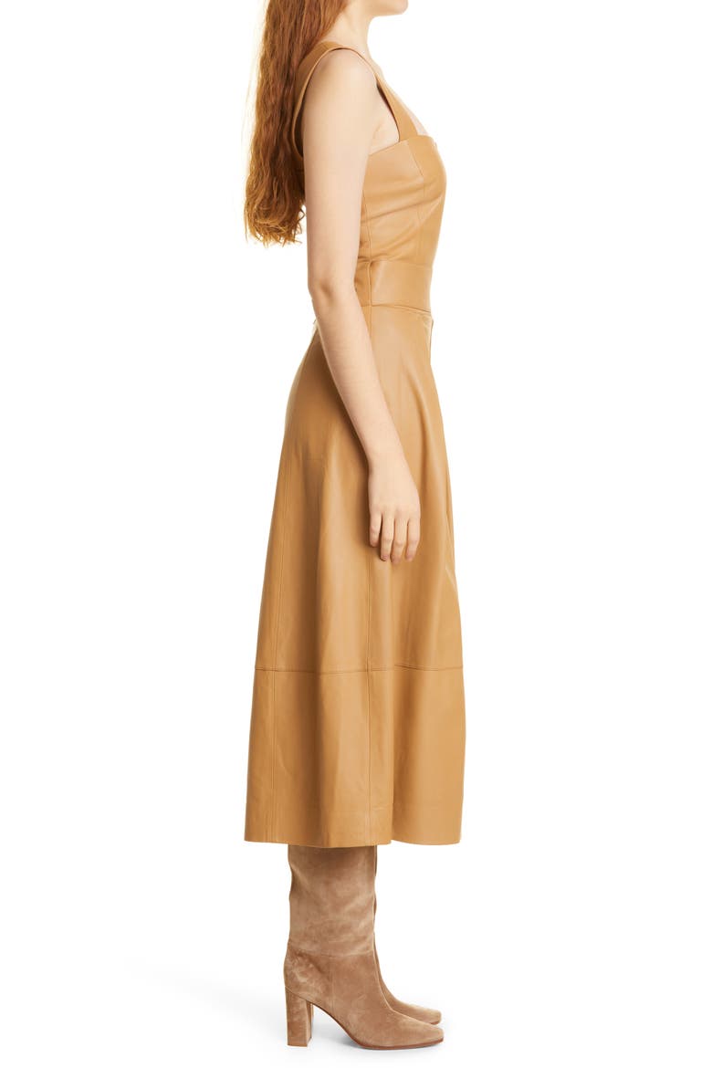 Belted Leather Tank Midi Dress, Alternate, color, LIGHT CAMEL