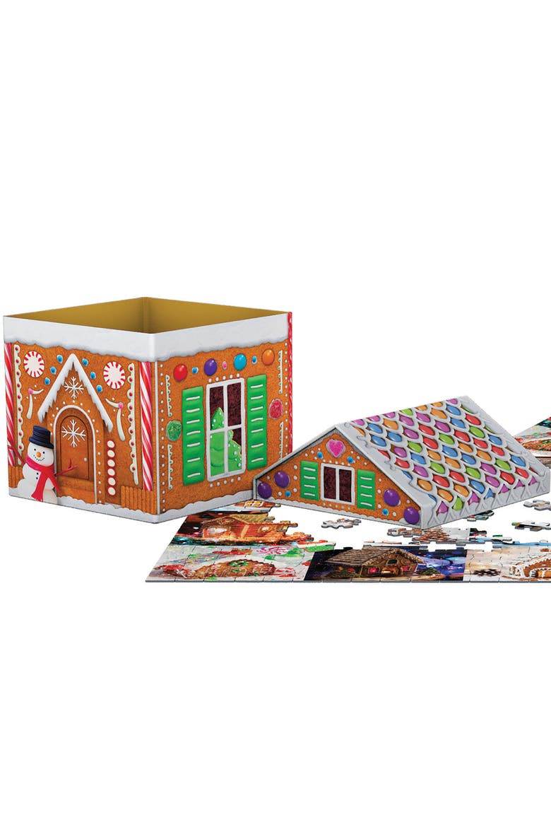 Puzzle Tin Gingerbread House 550pcs, Alternate, color, Multicolored