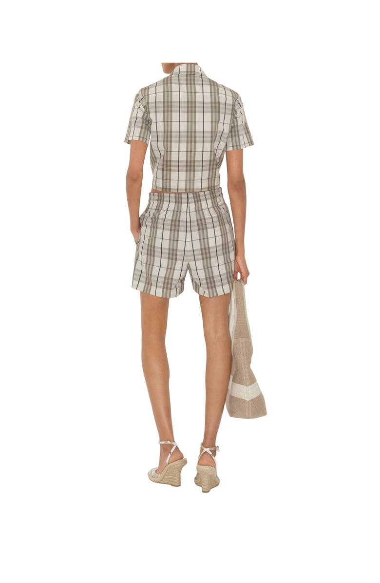 Burberry Cropped Check Cotton Shirt, Alternate, color, Cotton