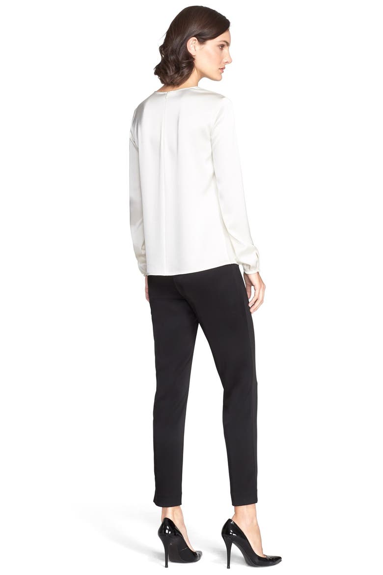 Draped Ruffle Liquid Satin Blouse, Alternate, color, CREAM