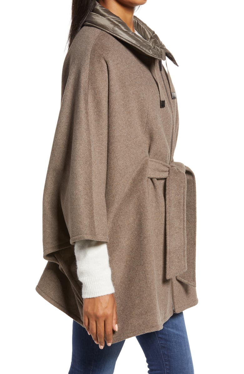 Ellen Tracy Quilted Collar Wool Blend Cape, Alternate, color,